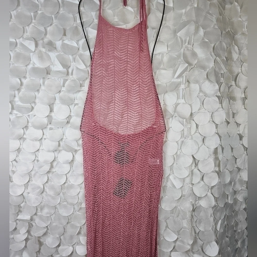 Crochet Mesh Maxi Cover-Up | Sheer Halter‎ Beach Dress